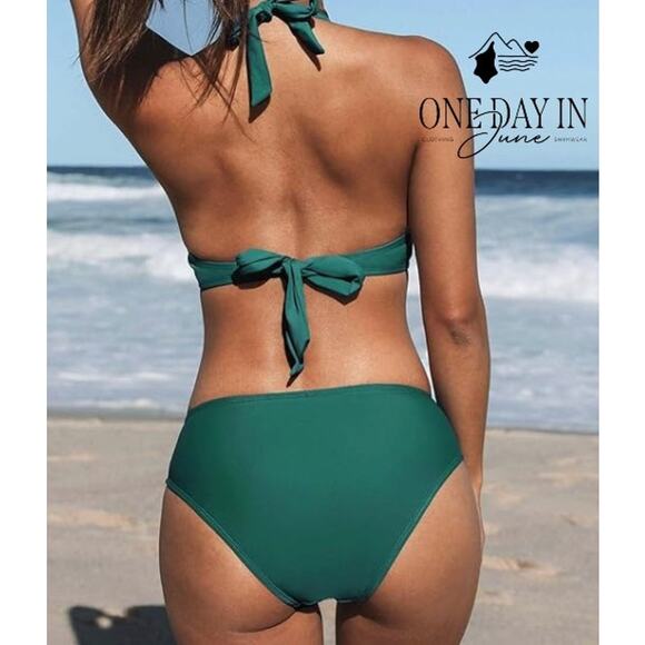 Cupshe Halter Tie Back Bikini Swimsuit Size S - Picture 2 of 7